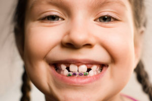 Young girl with braces